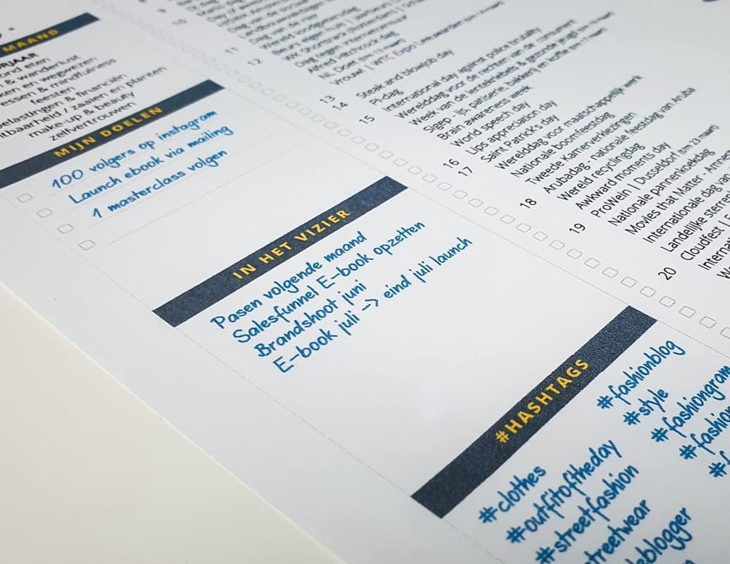 Zet 2-3- doelen vast en gebruik relevante hashtags voor je content posts