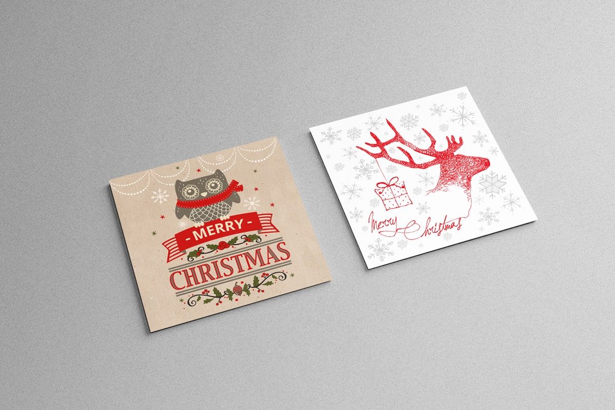 Ontwerp kerstkaarten met illustratie