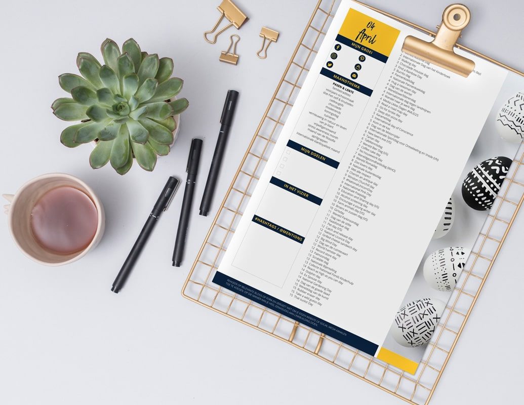 De social media inhaakkalender bevat voldoende inhaakmomenten en thema's voor dagelijkse inspiratie van 2025