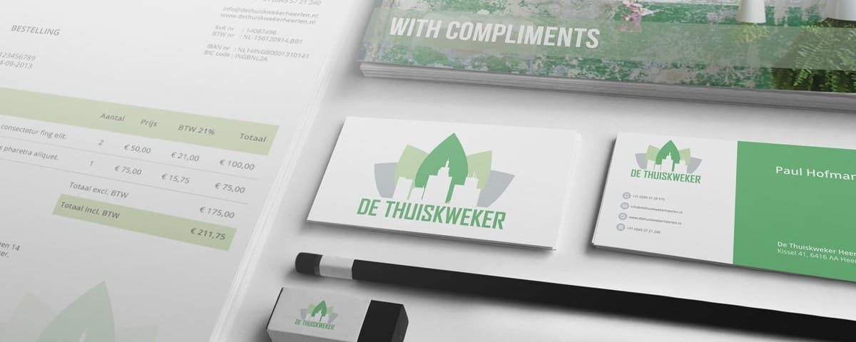 Ontwerp huisstijl: briefpapier, visitekaartjes en thank you card